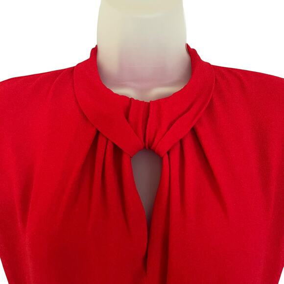 Vintage Norma Kamali x Bloomingdales 1980s Red Crepe Keyhole Pleated Jumpsuit - Picture 8 of 9